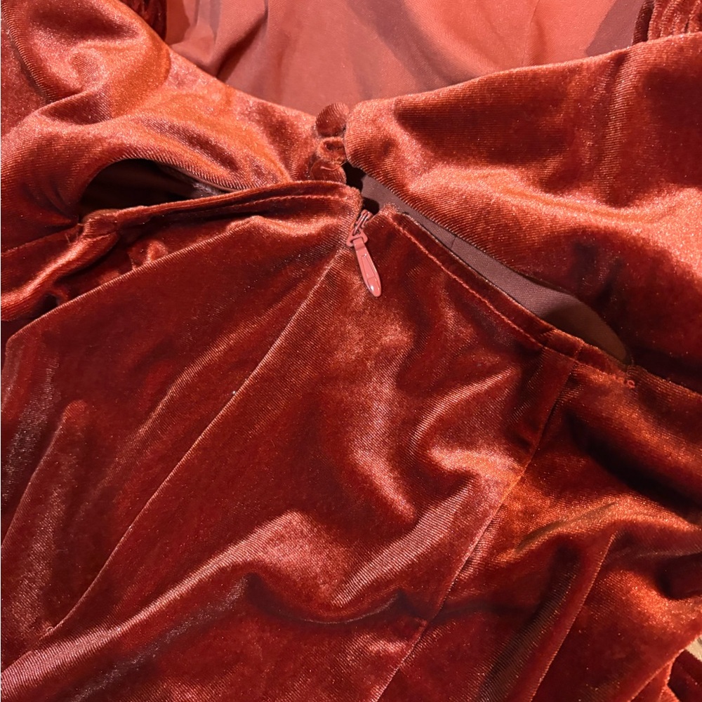 Azazie velvet terracotta Dress - Picture 7 of 9